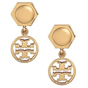 ⭐️NWT Tory Burch Gold Circle Logo Drop Earrings ⭐️